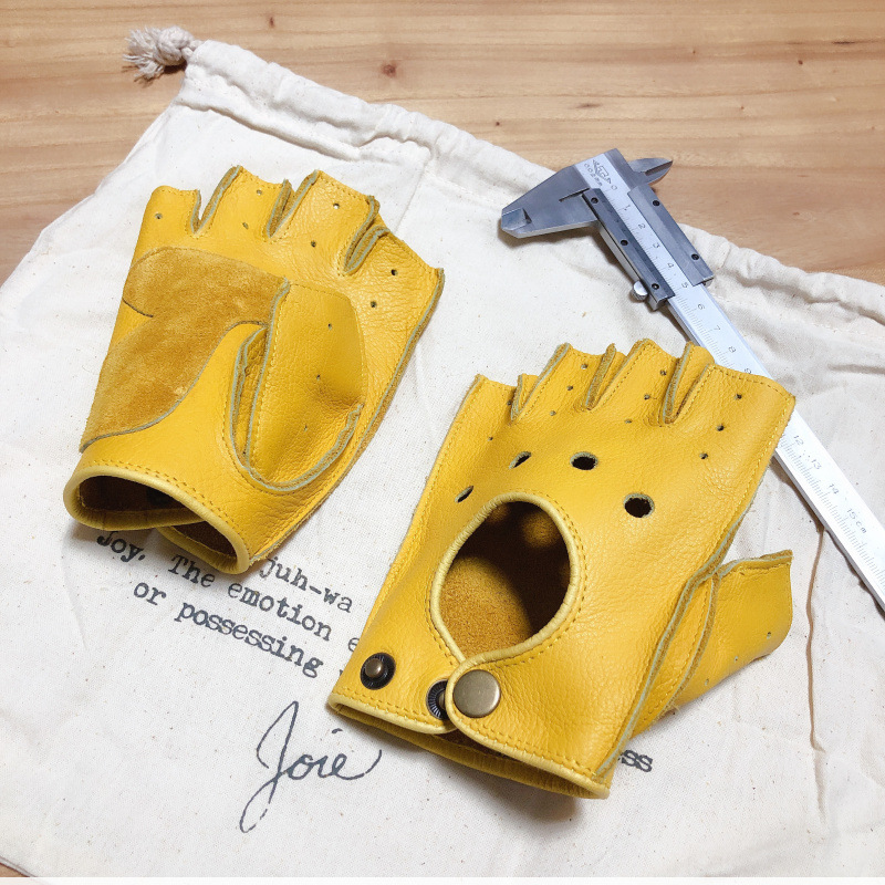 Leather Driving Glove - Мотоциклетные ретро-перчатки из воловьей кожи без